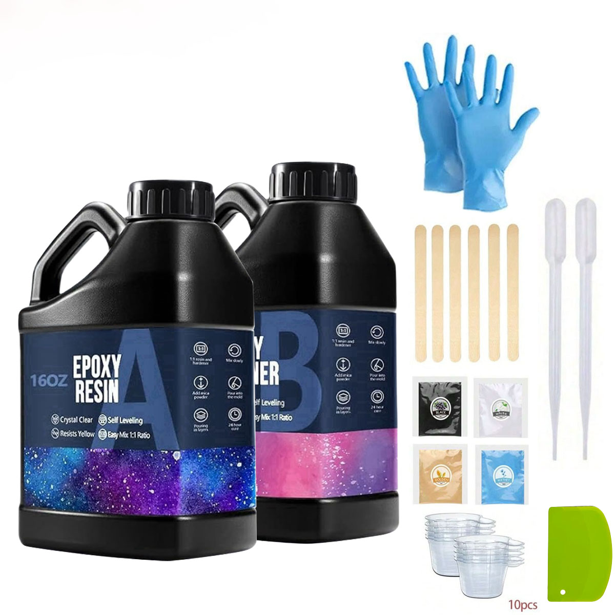 Resin Art And Wood - Kit de résine époxy transparente, 1000ml,